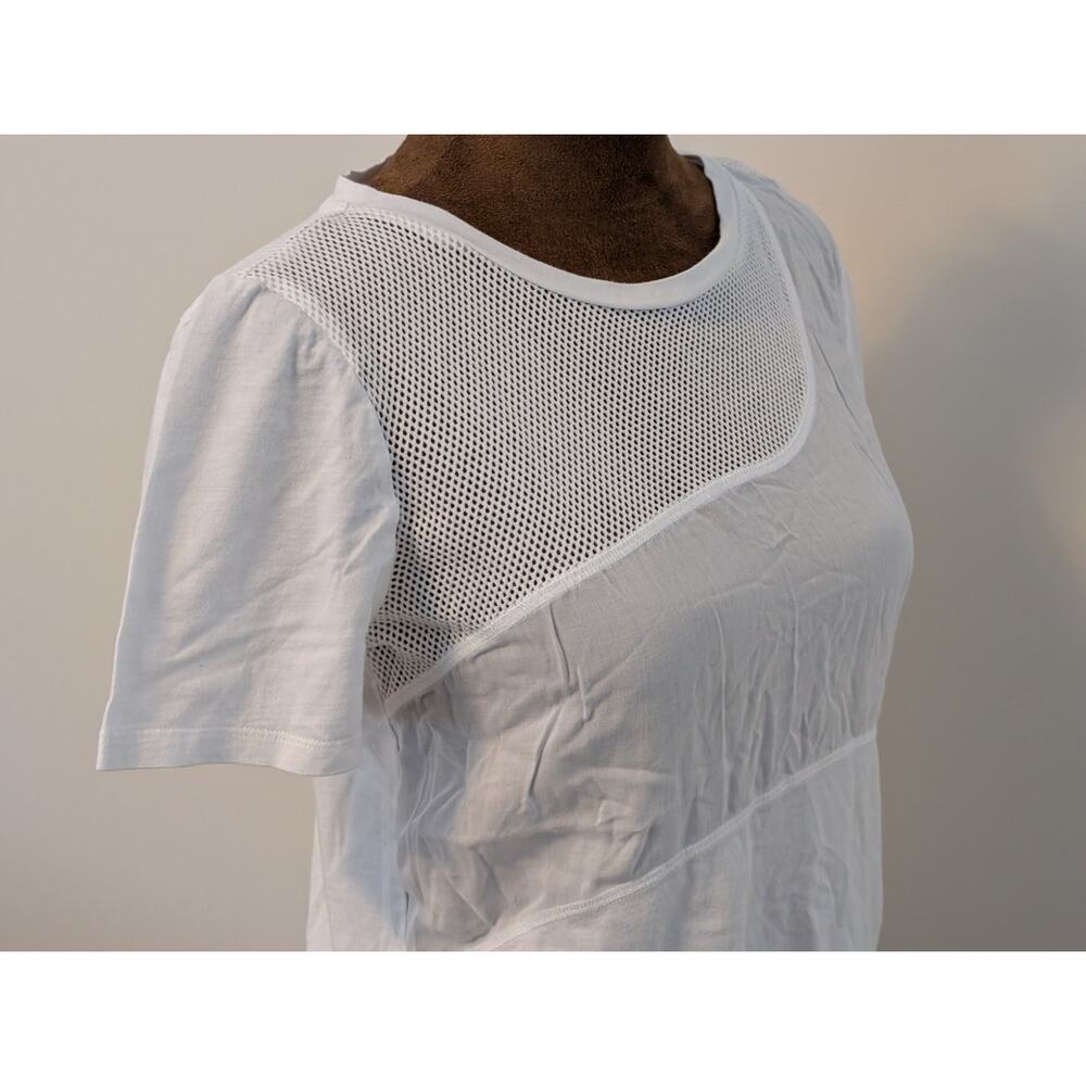 Sandro Paris White Mixed Media Mesh Inset Tee - Size 1 (Small) - Picture 3 of 10